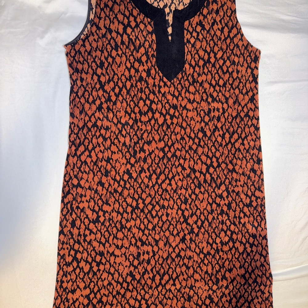 Chico's Orange and Black Sheath Dress V-Neck Sleeveless